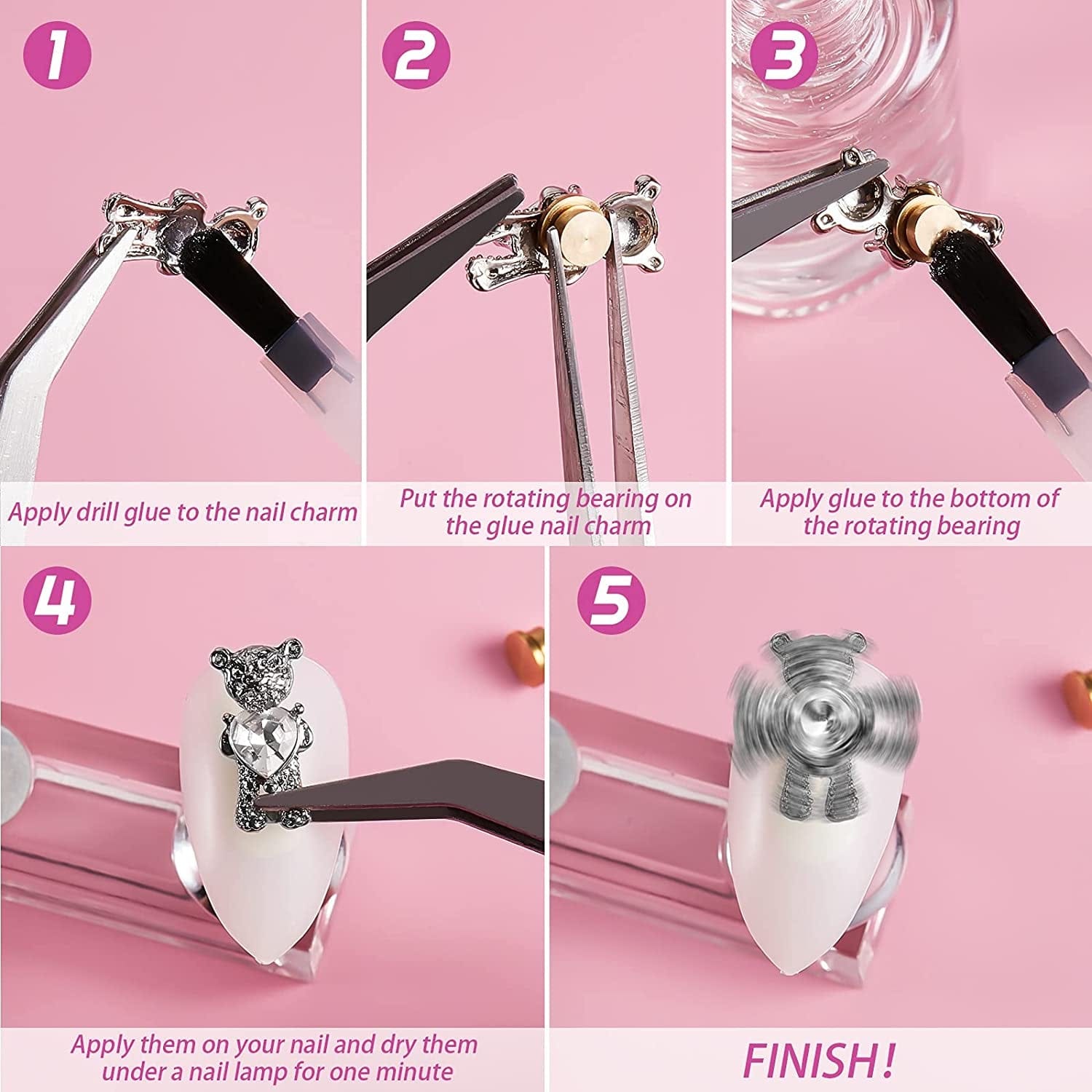 30 Pieces Spinning Nail Charms Nail Art Rotating Charm Rotating Bearing Nail Art Tool Nail Rings Jewelry Rotating Nail Tools 3D Nail Charms for Women Girls Nails Crafting Gold (30 Pieces) Health & Beauty > Personal Care > Cosmetics > Cosmetic Tools > Nail Tools Leelosp   