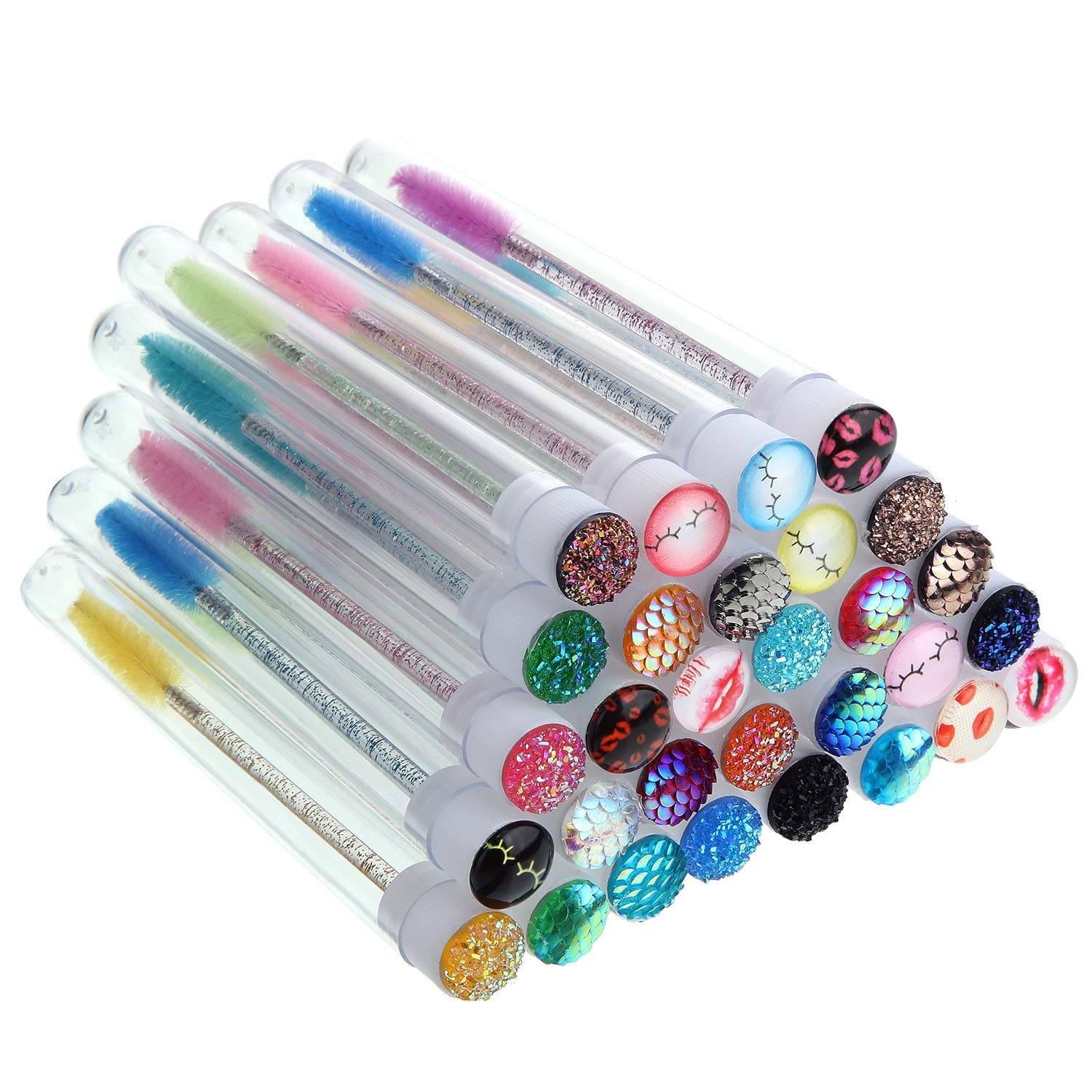 30 Sets Disposable Mascara Wands Set, Includes 30 Crystal Eyelash Brush Eyebrow Applicator Makeup Tool and 30 Reusable Diamond Eyelash Tube for Women Girls (Assorted Patterns) Health & Beauty > Personal Care > Cosmetics > Cosmetic Tools > Makeup Tools Maitys   
