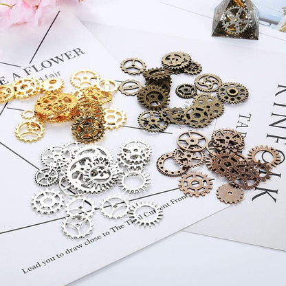 300 Gram (Approx. 210Pcs) Assorted Antique Steampunk Gears Charms Pendant Clock Watch Wheel Gear for Crafting, Jewelry Making