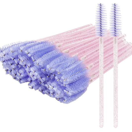 300 Pack Disposable Mascara Wands for Eyelash Extensions Eye Lash Applicators Makeup Brushes Tool Kits, Crystal Pink Handle (Light Purple) Health & Beauty > Personal Care > Cosmetics > Cosmetic Tools > Makeup Tools myaokue-up Light Purple  
