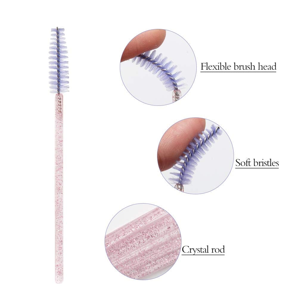 300 Pack Disposable Mascara Wands for Eyelash Extensions Eye Lash Applicators Makeup Brushes Tool Kits, Crystal Pink Handle (Light Purple) Health & Beauty > Personal Care > Cosmetics > Cosmetic Tools > Makeup Tools myaokue-up   
