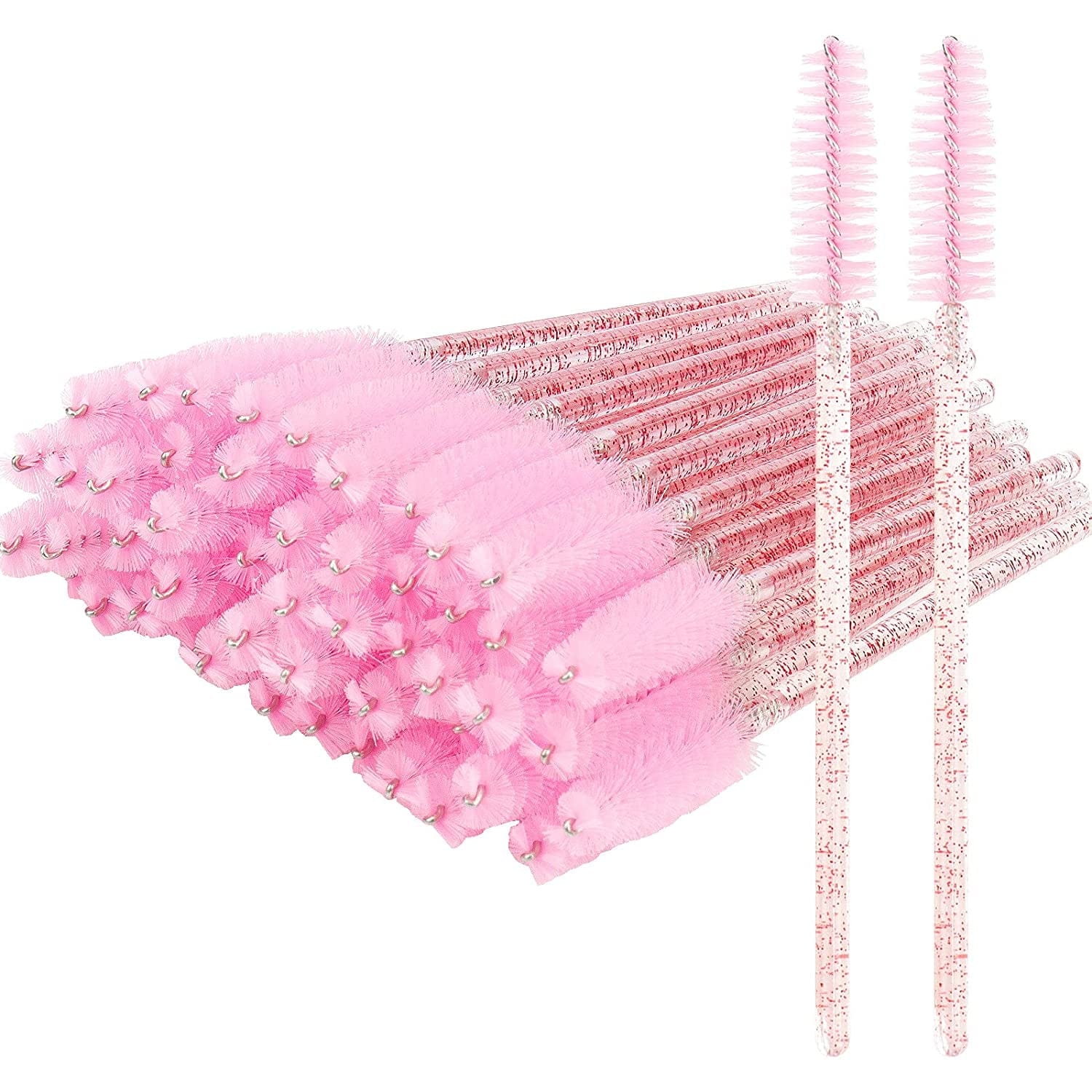 300 Pack Disposable Mascara Wands for Eyelash Extensions Eye Lash Applicators Makeup Brushes Tool Kits, Crystal Pink Handle (Light Purple) Health & Beauty > Personal Care > Cosmetics > Cosmetic Tools > Makeup Tools myaokue-up Crystal Red/Pink  