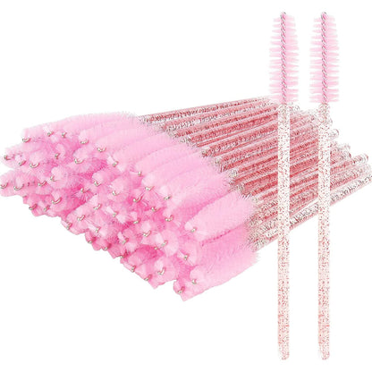 300 Pack Disposable Mascara Wands for Eyelash Extensions Eye Lash Applicators Makeup Brushes Tool Kits, Crystal Pink Handle (Light Purple) Health & Beauty > Personal Care > Cosmetics > Cosmetic Tools > Makeup Tools myaokue-up Crystal Red/Pink  