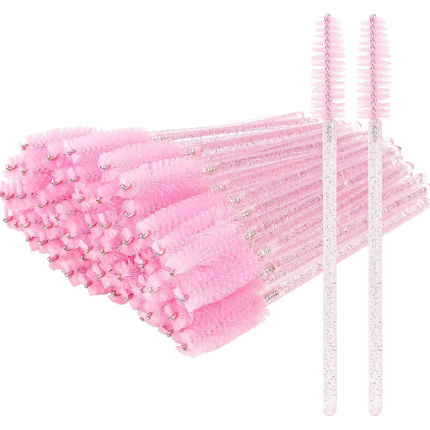 300 Pack Disposable Mascara Wands for Eyelash Extensions Eye Lash Applicators Makeup Brushes Tool Kits, Crystal Pink Handle (Light Purple) Health & Beauty > Personal Care > Cosmetics > Cosmetic Tools > Makeup Tools myaokue-up Crystal Light Pink Handle - Pink  