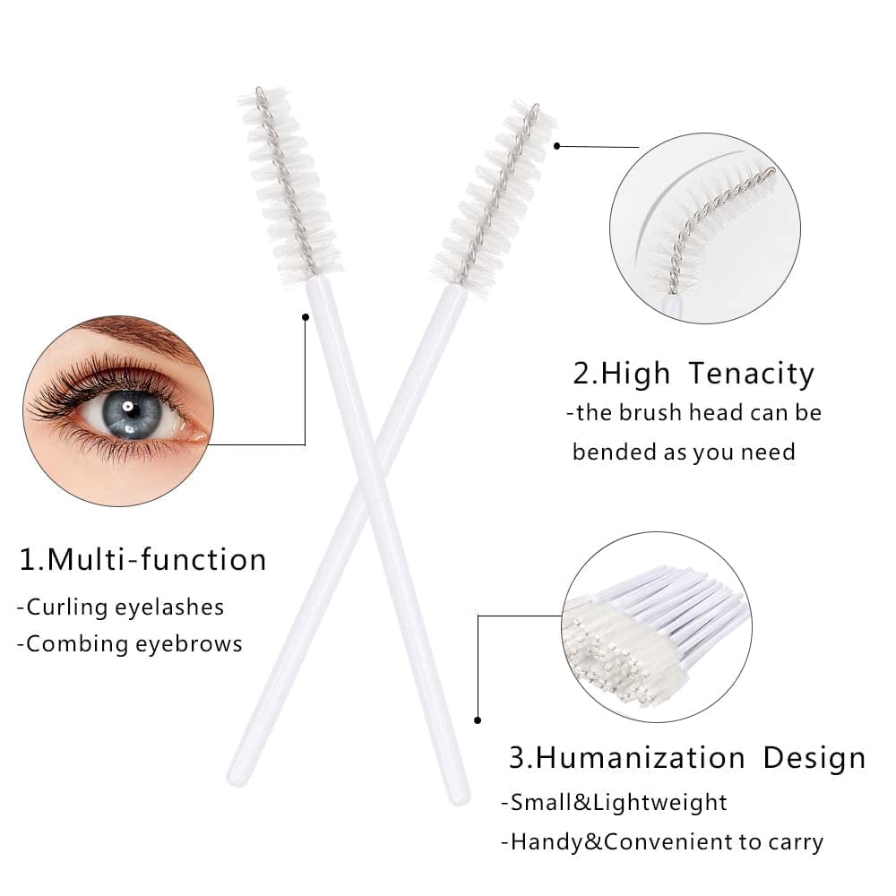 300 Pack Eyelash Mascara Wands Disposable Lash Brushes for Extensions Makeup Brush Applicators Tool Kit, White/White Health & Beauty > Personal Care > Cosmetics > Cosmetic Tools > Makeup Tools Mekupeu   