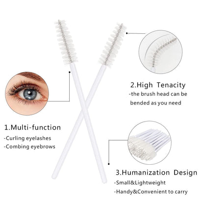 300 Pack Eyelash Mascara Wands Disposable Lash Brushes for Extensions Makeup Brush Applicators Tool Kit, White/White Health & Beauty > Personal Care > Cosmetics > Cosmetic Tools > Makeup Tools Mekupeu   