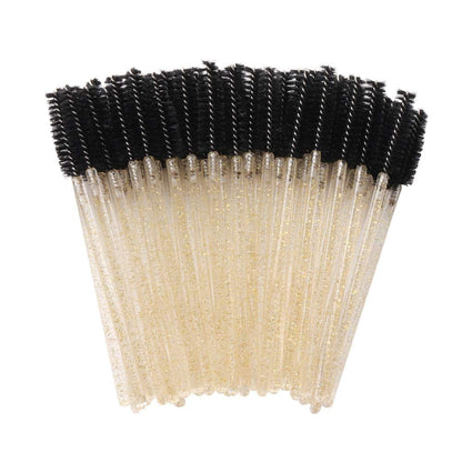 300 Pack Glitter Mascara Wands Disposable Eyelash Spoolie Brushes Makeup Applicator Eyelash Extension Tool Kit, Crystal Gold Handle Black Brush Head Health & Beauty > Personal Care > Cosmetics > Cosmetic Tools > Makeup Tools Mekupeu   