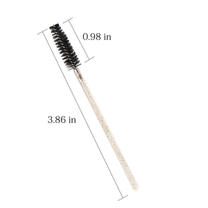 300 Pack Glitter Mascara Wands Disposable Eyelash Spoolie Brushes Makeup Applicator Eyelash Extension Tool Kit, Crystal Gold Handle Black Brush Head Health & Beauty > Personal Care > Cosmetics > Cosmetic Tools > Makeup Tools Mekupeu   