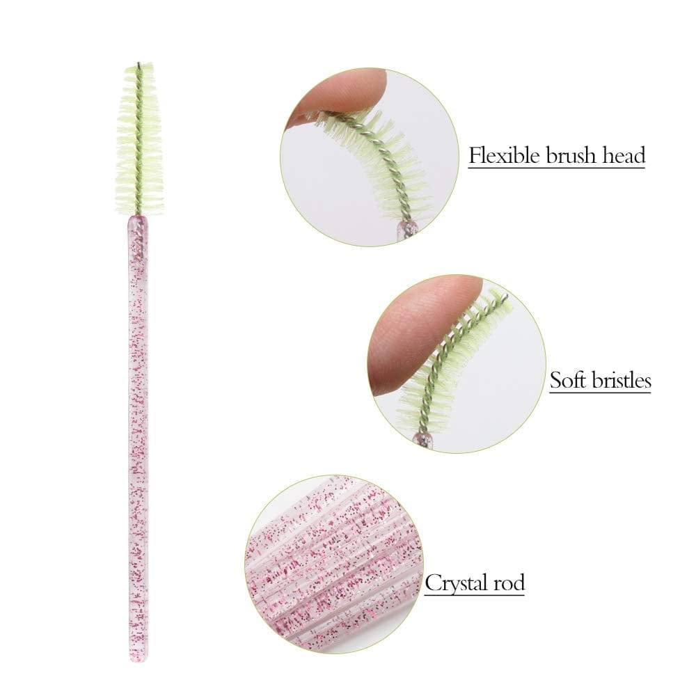 300 Pack Mascara Wands Disposable Eye Lash Brushes for Eyelash Extensions Tool Makeup Applicator Kit, Crystal Rose Handle (Crystal Rose-Light Green) Health & Beauty > Personal Care > Cosmetics > Cosmetic Tools > Makeup Tools myaokue-up   