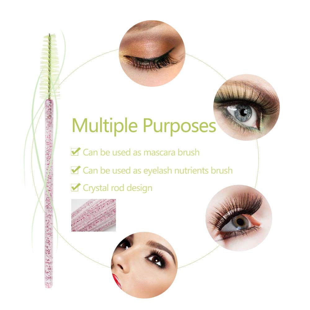 300 Pack Mascara Wands Disposable Eye Lash Brushes for Eyelash Extensions Tool Makeup Applicator Kit, Crystal Rose Handle (Crystal Rose-Light Green) Health & Beauty > Personal Care > Cosmetics > Cosmetic Tools > Makeup Tools myaokue-up   