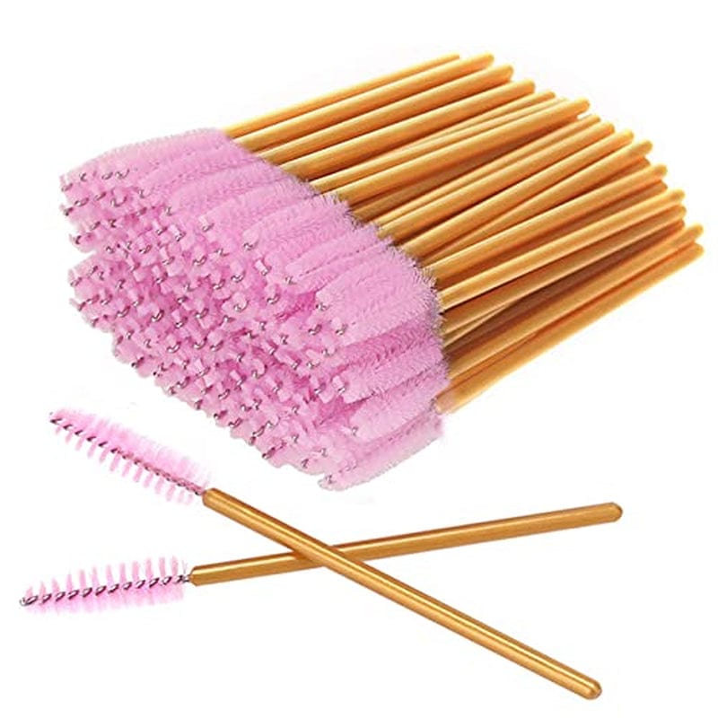 300 Pack Mascara Wands Disposable Eye Lash Eyebrow Brush Applicators for Eyelash Extensions Makeup Brush Tool Kits, Gold/White Health & Beauty > Personal Care > Cosmetics > Cosmetic Tools > Makeup Tools Mekupeu Gold/Pink-300Pcs  