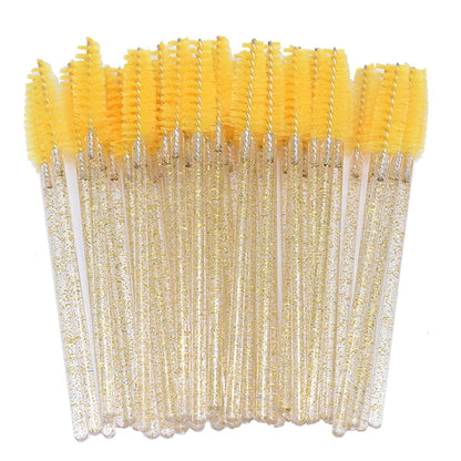 300 Pack Mascara Wands Disposable Eyelash Brushes for Extensions Eye Lash Applicator Makeup Tool Kits, Crystal Handle - Yellow Brush Head Health & Beauty > Personal Care > Cosmetics > Cosmetic Tools > Makeup Tools myaokue-up Crystal/Yellow-300pcs  