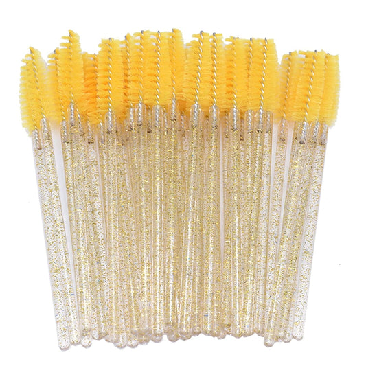 300 Pack Mascara Wands Disposable Eyelash Brushes for Extensions Eye Lash Applicator Makeup Tool Kits, Crystal Handle - Yellow Brush Head Health & Beauty > Personal Care > Cosmetics > Cosmetic Tools > Makeup Tools myaokue-up Crystal/Yellow-300pcs  