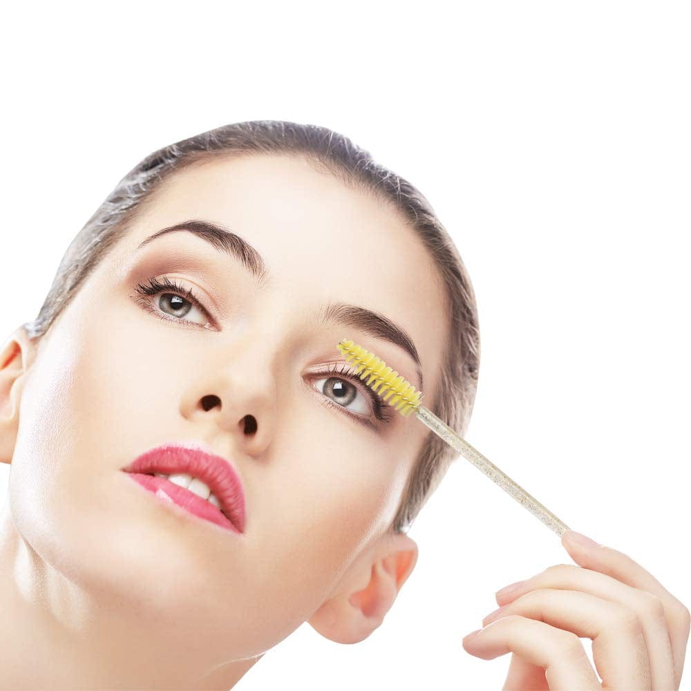 300 Pack Mascara Wands Disposable Eyelash Brushes for Extensions Eye Lash Applicator Makeup Tool Kits, Crystal Handle - Yellow Brush Head Health & Beauty > Personal Care > Cosmetics > Cosmetic Tools > Makeup Tools myaokue-up   