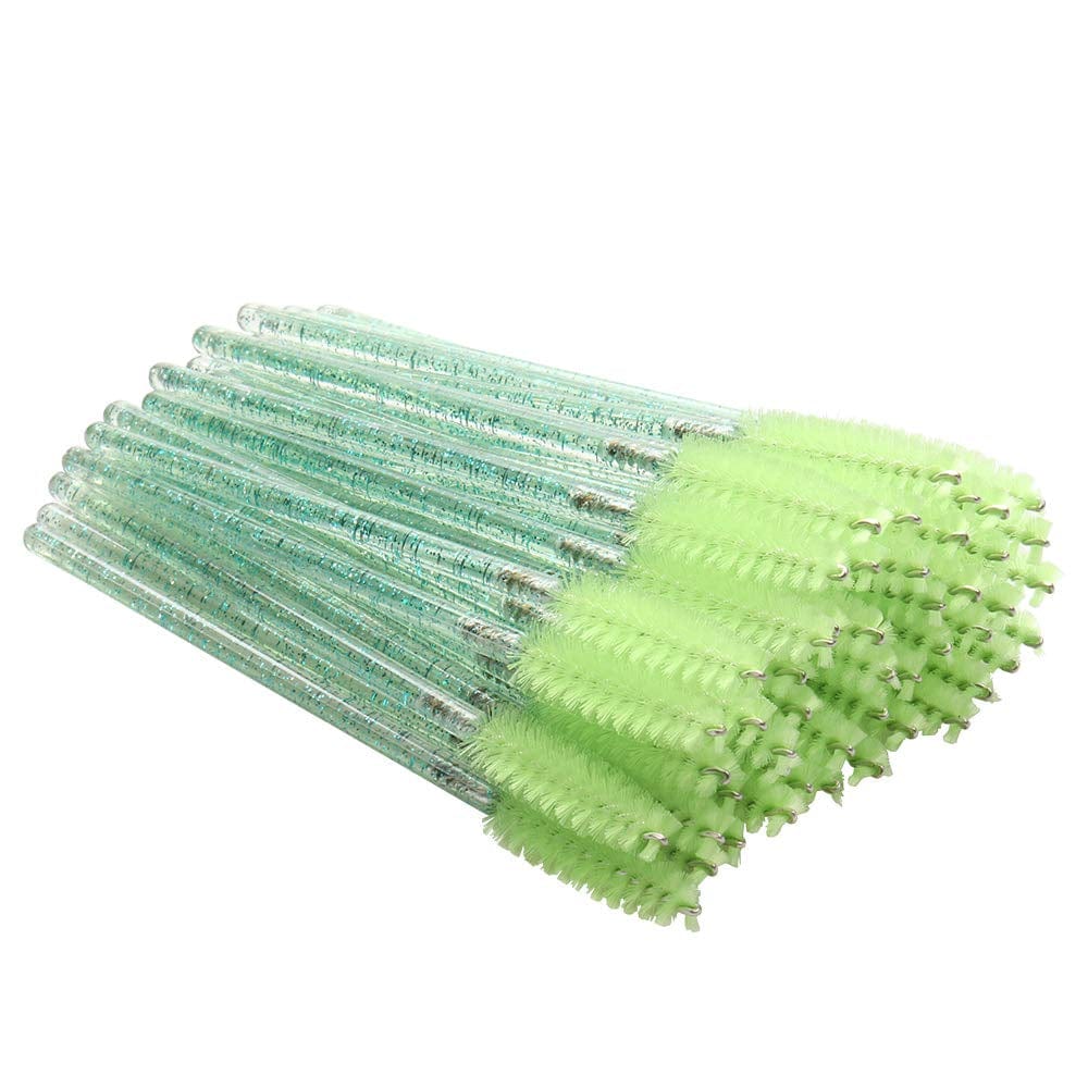 300 Pack Mascara Wands Disposable Eyelash Brushes for Extensions Eye Lash Applicator Makeup Tool Kits, Crystal Handle - Yellow Brush Head Health & Beauty > Personal Care > Cosmetics > Cosmetic Tools > Makeup Tools myaokue-up Crystal/Green-300pcs  