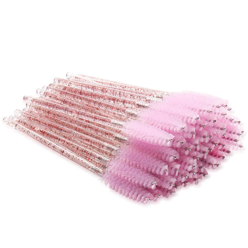 300 Pack Mascara Wands Disposable Eyelash Brushes for Extensions Eye Lash Applicator Makeup Tool Kits, Crystal Handle - Yellow Brush Head Health & Beauty > Personal Care > Cosmetics > Cosmetic Tools > Makeup Tools myaokue-up Crystal/Light Pink-300pcs  