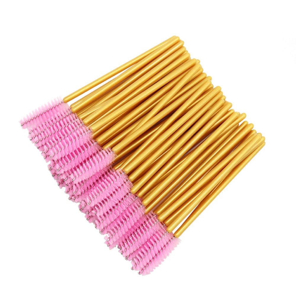 300 Pack Mascara Wands Disposable Eyelash Brushes for Lash Extensions Eye Brow Applicators Makeup Brush Tool, Gold/Black Health & Beauty > Personal Care > Cosmetics > Cosmetic Tools > Makeup Tools Yisu Gold/Pink-300pcs  