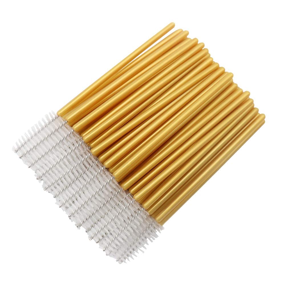 300 Pack Mascara Wands Disposable Eyelash Brushes for Lash Extensions Eye Brow Applicators Makeup Brush Tool, Gold/Black Health & Beauty > Personal Care > Cosmetics > Cosmetic Tools > Makeup Tools Yisu Gold/White  