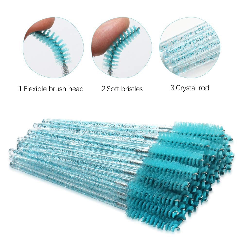 300 Pack Mascara Wands Disposable Eyelash Brushes Spoolie Brushes for Extension Eye Lash Applicator Makeup Tool Kit, Crystal Blue/Deep Green Health & Beauty > Personal Care > Cosmetics > Cosmetic Tools > Makeup Tools Mekupeu   