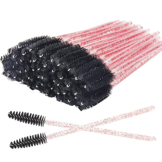 300 Pack Mascara Wands for Lash Extensions Disposable Eyelash Brushes Makeup Applicators Tool, Crystal Pink Handle Black Brush Head Health & Beauty > Personal Care > Cosmetics > Cosmetic Tools > Makeup Tools Mekupeu   