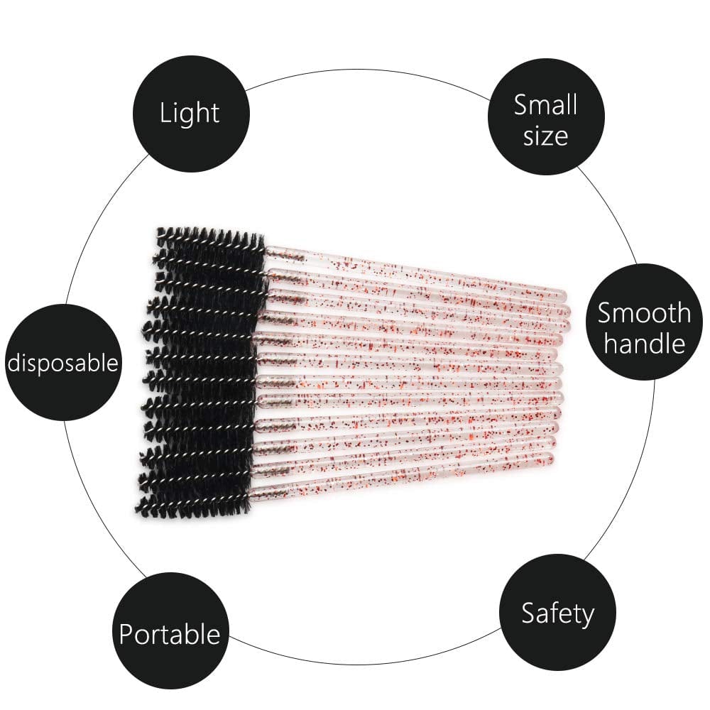 300 Pack Mascara Wands for Lash Extensions Disposable Eyelash Brushes Makeup Applicators Tool, Crystal Pink Handle Black Brush Head Health & Beauty > Personal Care > Cosmetics > Cosmetic Tools > Makeup Tools Mekupeu   