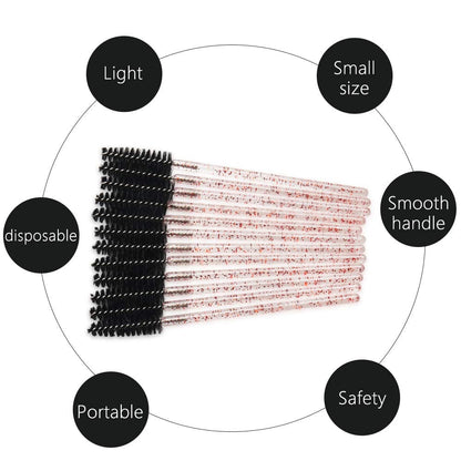 300 Pack Mascara Wands for Lash Extensions Disposable Eyelash Brushes Makeup Applicators Tool, Crystal Pink Handle Black Brush Head Health & Beauty > Personal Care > Cosmetics > Cosmetic Tools > Makeup Tools Mekupeu   