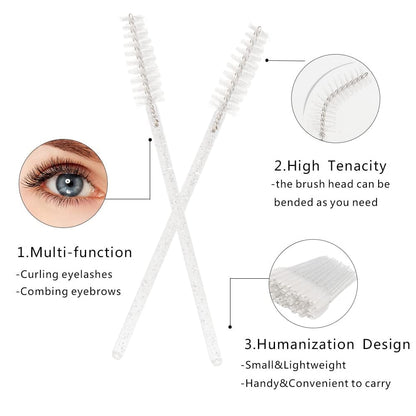 300 PCS Crystal Eyelash Mascara Wands Disposable Lash Brushes for Extensions Makeup Brush Applicators Tool Kit, All White Health & Beauty > Personal Care > Cosmetics > Cosmetic Tools > Makeup Tools Mekupeu   