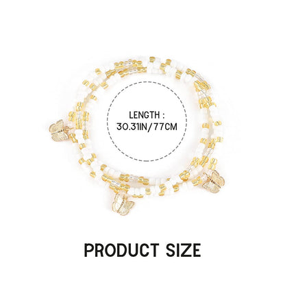 Cosydays Butterfly Waist Bead Belly Chain Gold Seashell Body Beads African Jewelry Elastic Beaded Bikini Chain for Women and Girls Apparel & Accessories > Jewelry > Body Jewelry COSYDAYS   