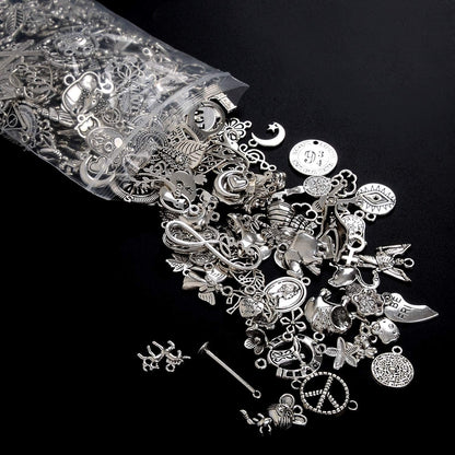 300Pcs Bulk Lots Charms for Jewelry Making Supplies Kit Craft Accessories Bracelet Necklace Pendant Earring Keychain Tibetan Silver Wholesale