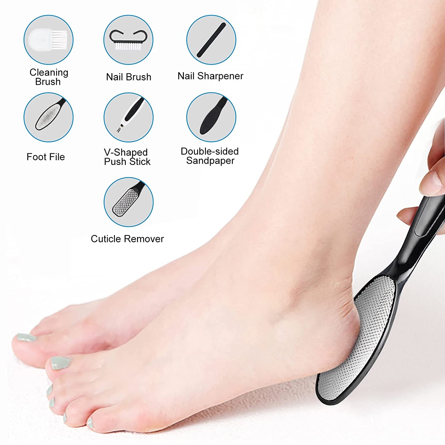 Electric Callus Remover for Feet, Rechargeable Foot File Pedicure Tools,12 in 1 Pedicure Kit for Cracked Heels Calluses Dead Skin,Pedi Foot Scrubber with 3 Roller Heads,2 Speed,Battery Display Health & Beauty > Personal Care > Foot Care SIHOHAN   