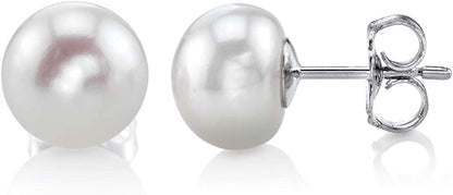 THE PEARL SOURCE AAAA Quality 14K Gold Plated Sterling Silver White Freshwater Real Pearl Earrings for Women | Hypoallergenic Earrings with Genuine Cultured Pearls Apparel & Accessories > Jewelry > Earrings The Pearl Source 9.0mm  