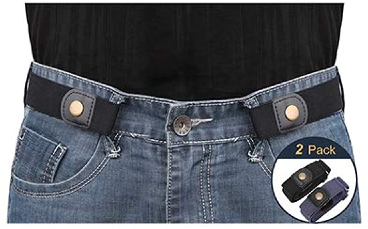 No Buckle Invisible Elastic Stretch Belt for Men/Women Fits Waist 24-50In Father Day Gift Apparel & Accessories > Clothing Accessories > Belts XZQTIVE 2 Pack Black&blue Fits waist size 24"-35" 