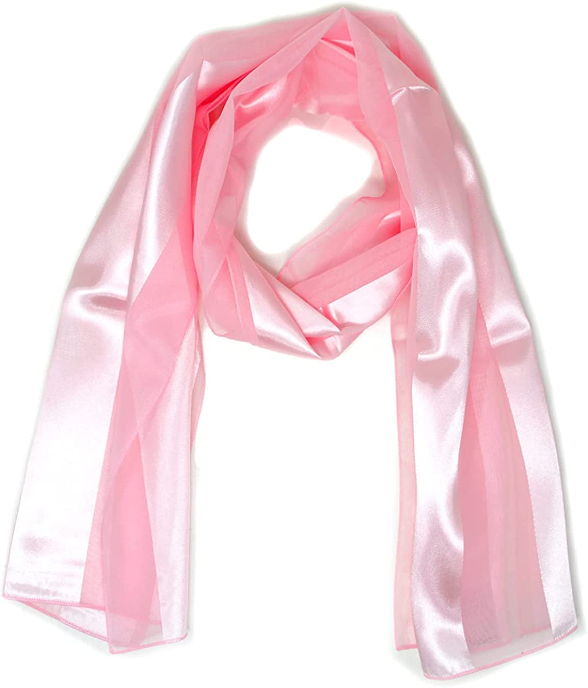 Scarfs for Women Lightweight Soft Silky Scarves 60" Long Satin Chiffon Stripe Neckerchief Gold Red Pink Black More Apparel & Accessories > Clothing Accessories > Scarves & Shawls SERENITA Light Pink  