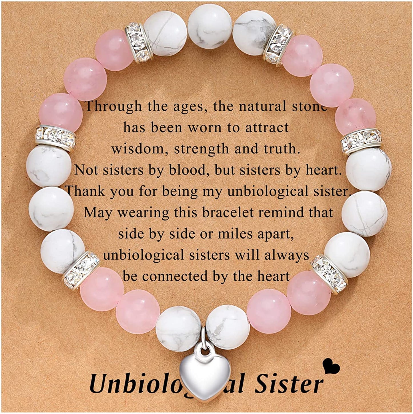 UNGENT THEM Sister/Sister in Law/Unbiological Sister/Big Sister/Best Friend/Friendship Bracelets for Women Birthday Christmas Valentine'S Day Gifts Apparel & Accessories > Jewelry > Bracelets UNGENT THEM Unbiological Sister-Pink&White  