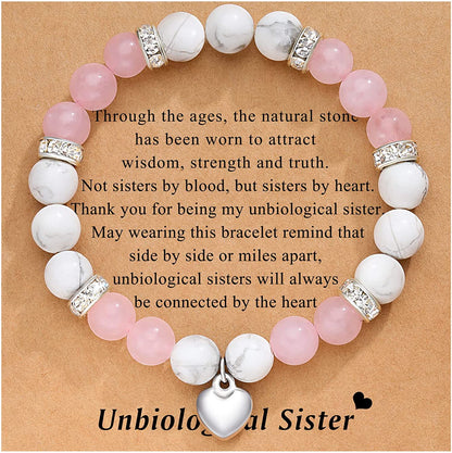 UNGENT THEM Sister/Sister in Law/Unbiological Sister/Big Sister/Best Friend/Friendship Bracelets for Women Birthday Christmas Valentine'S Day Gifts Apparel & Accessories > Jewelry > Bracelets UNGENT THEM Unbiological Sister-Pink&White  