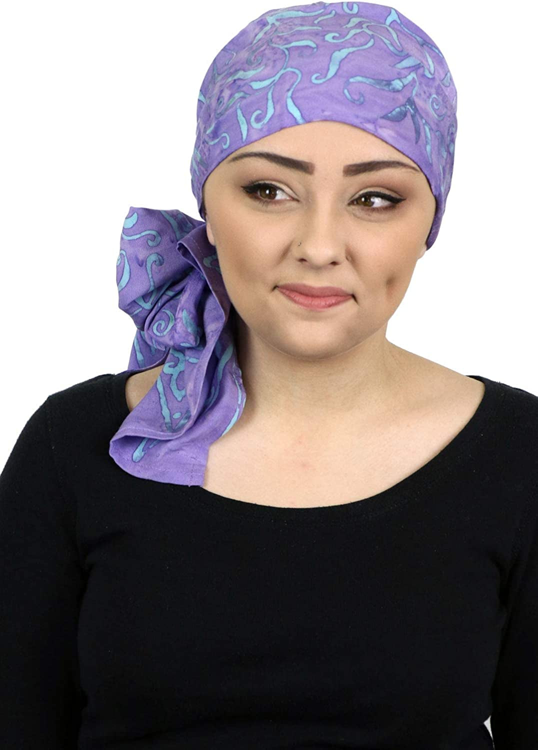 Hats, Scarves & More Headscarf Head Wrap for Women Chemo Headwear Cancer Scarf Head Covering Bali Batik 15 X 60 Inches Apparel & Accessories > Clothing Accessories > Headwear Hats Scarves & More La La Lavender  
