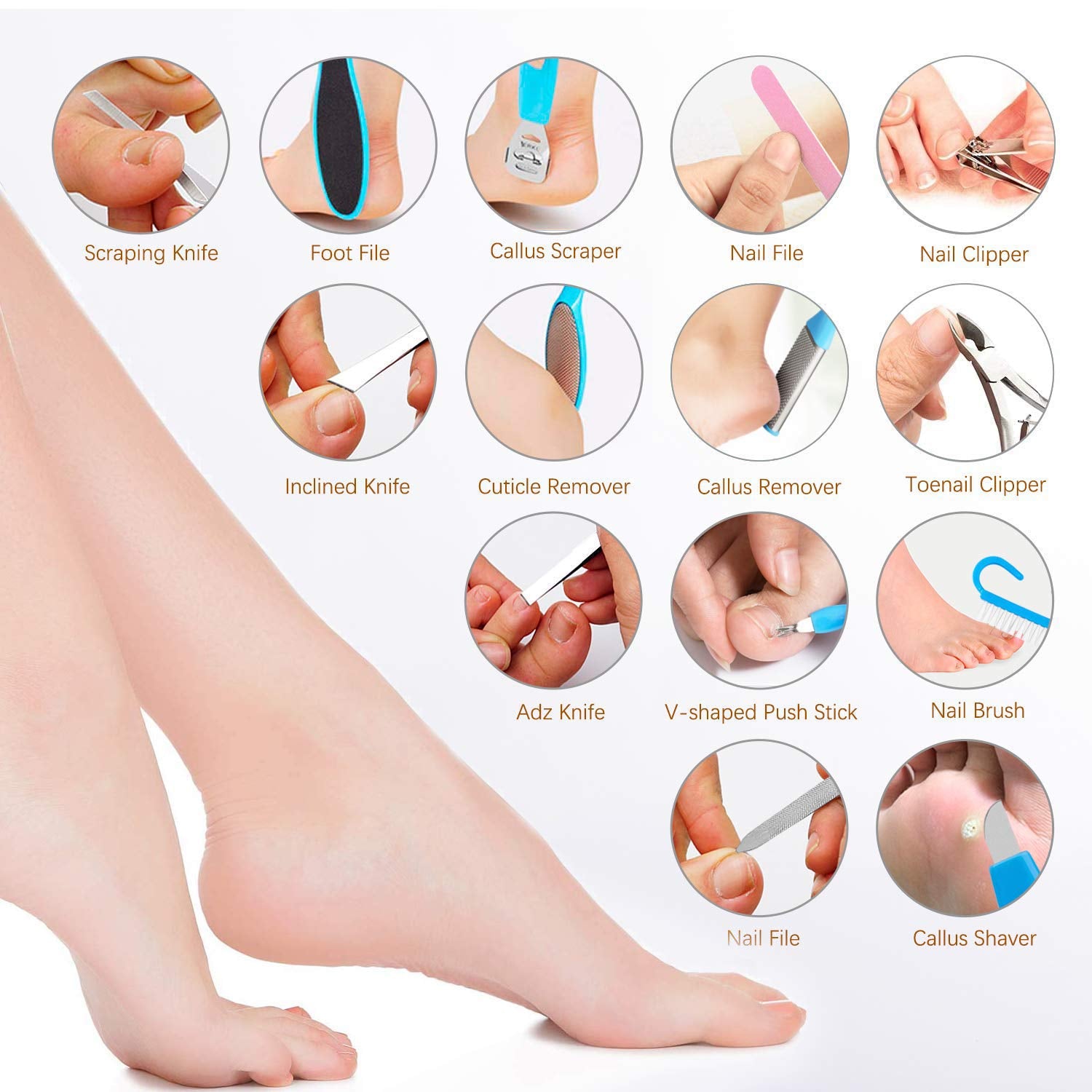 Pedicure Kit Professional Manicure and Pedicure Tools Supplies Set 16 Pieces Foot Care Kit Feet Set for Women Men Health & Beauty > Personal Care > Foot Care N&A   