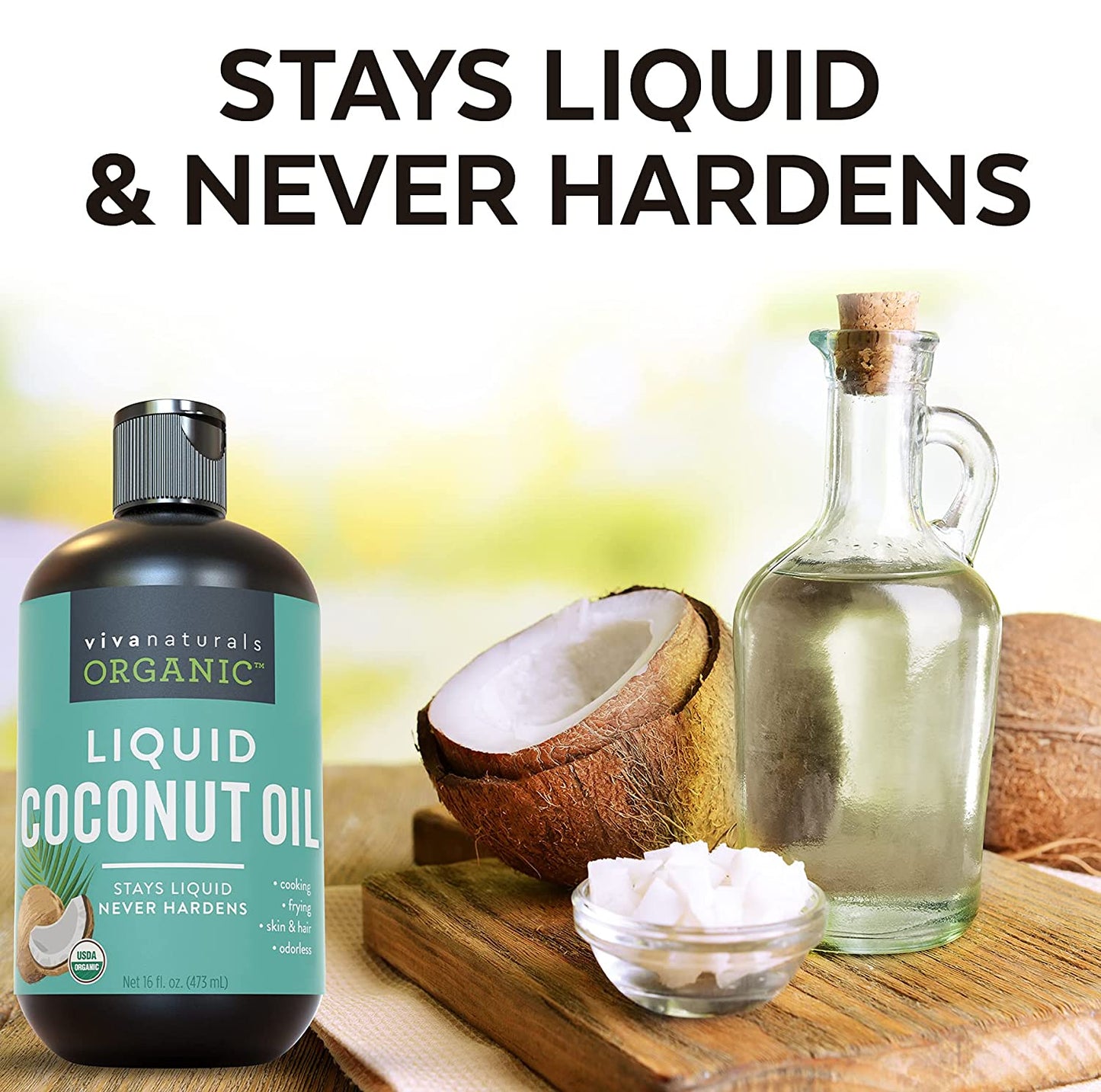 Organic Liquid Coconut Oil for Cooking, Baking, Skin and Hair Care - Stays Liquid Permanently, Organic Coconut Oil for Skin, Non-Gmo and USDA Organic Coconut Oil for Hair, 16 Oz Health & Beauty > Personal Care > Hair Care Viva Naturals   
