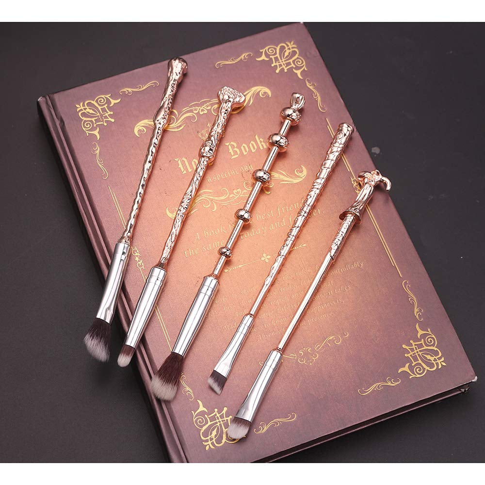 Magic Wand Makeup Brushes Set - 5Pcs Wizard Wand Makeup Brushes Foundation Blending Blush Eyeshadow Face Lip Powder Brush Beauty Tools (Rose Gold) Health & Beauty > Personal Care > Cosmetics > Cosmetic Tools > Makeup Tools rongji jewelry   