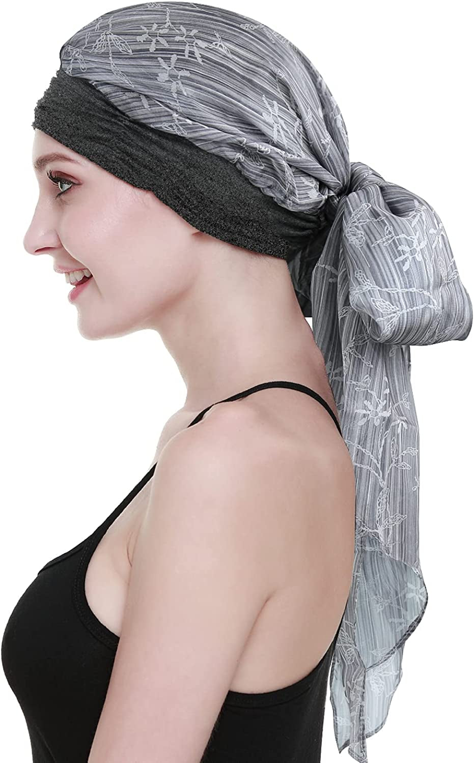 Chemo Headwear Headwrap Scarf Cancer Caps Gifts for Hair Loss Women Apparel & Accessories > Clothing Accessories > Bandanas & Headties FocusCare Gray Health  