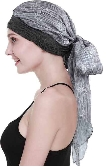 Chemo Headwear Headwrap Scarf Cancer Caps Gifts for Hair Loss Women Apparel & Accessories > Clothing Accessories > Bandanas & Headties FocusCare Gray Health  