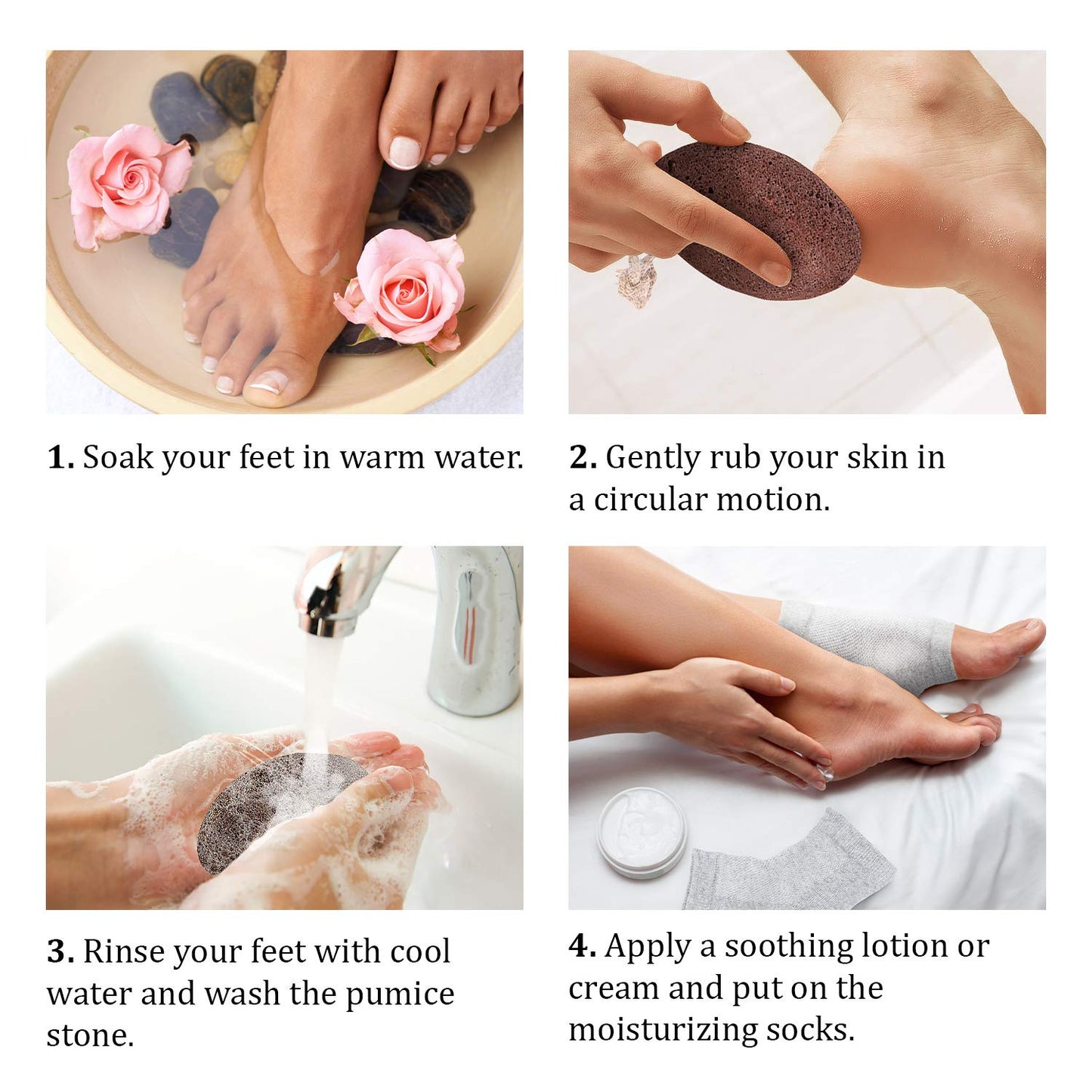Pumice Stone for Feet & Moisturizing Heel Sleeves - Natural Lava Foot Stone Callus Removing Set - Cracked Heel Treatment - Foot Care Kit for Dry Cracked Feet Body Hands (Brown) (Brown) Health & Beauty > Personal Care > Foot Care Pumice Valley   