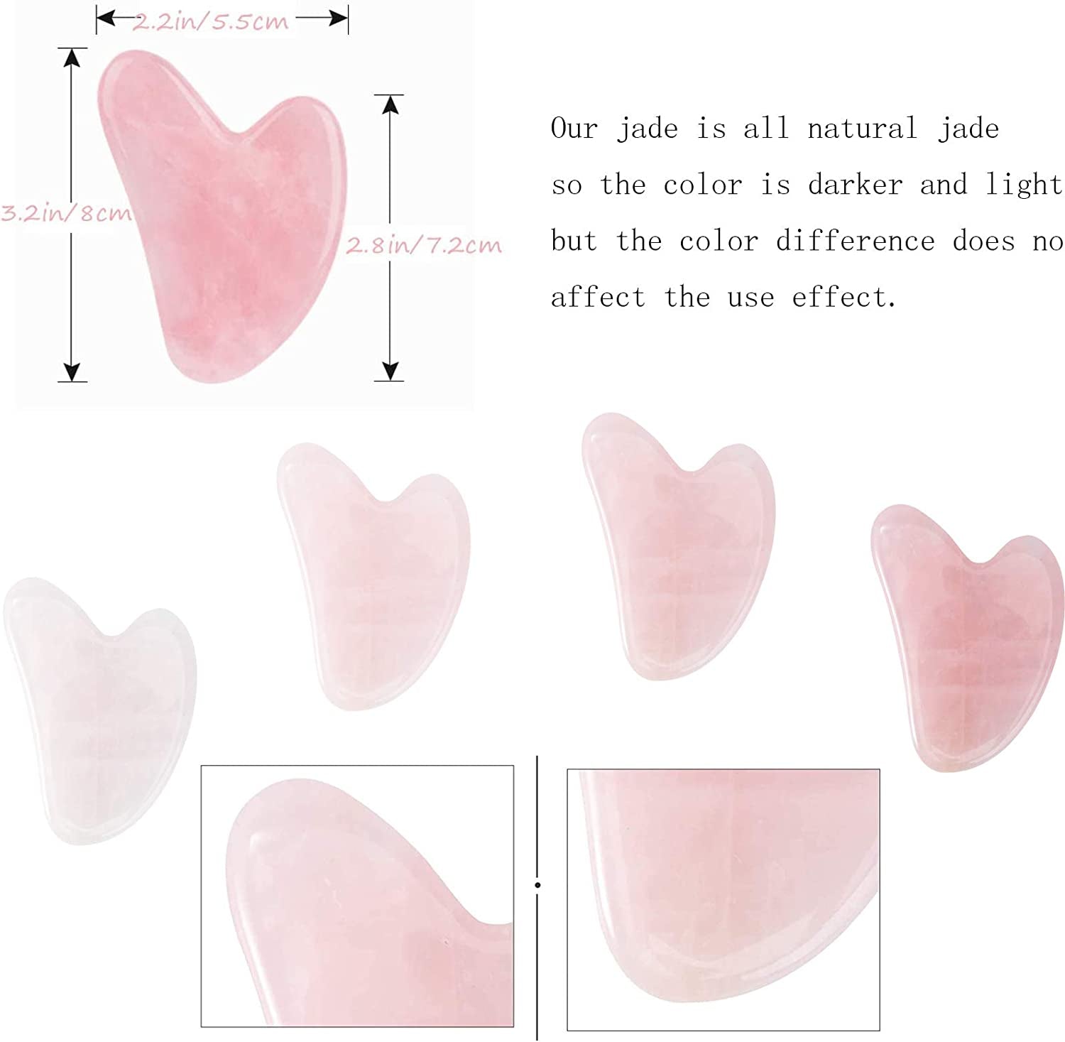 Gua Sha Massage Tool - 100% Natural Rose Quartz Heart Shape Jade Gua Sha Facial Tools for SPA Acupuncture Therapy Trigger Point Treatment, Gua Sha Stone for Back, Face, Foot (Pink Crystal Stone) Health & Beauty > Personal Care > Cosmetics > Cosmetic Tools > Skin Care Tools YY-INNOV   