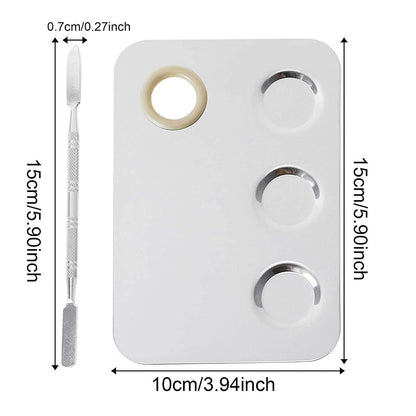 Kissdate Makeup Palette 6X4Inch Stainless Steel 3-Well Nail-Art Cosmetic Artist Mixing Palette with Spatula Tool for Mixing Foundation Silver Health & Beauty > Personal Care > Cosmetics > Cosmetic Tools > Makeup Tools KissDate   