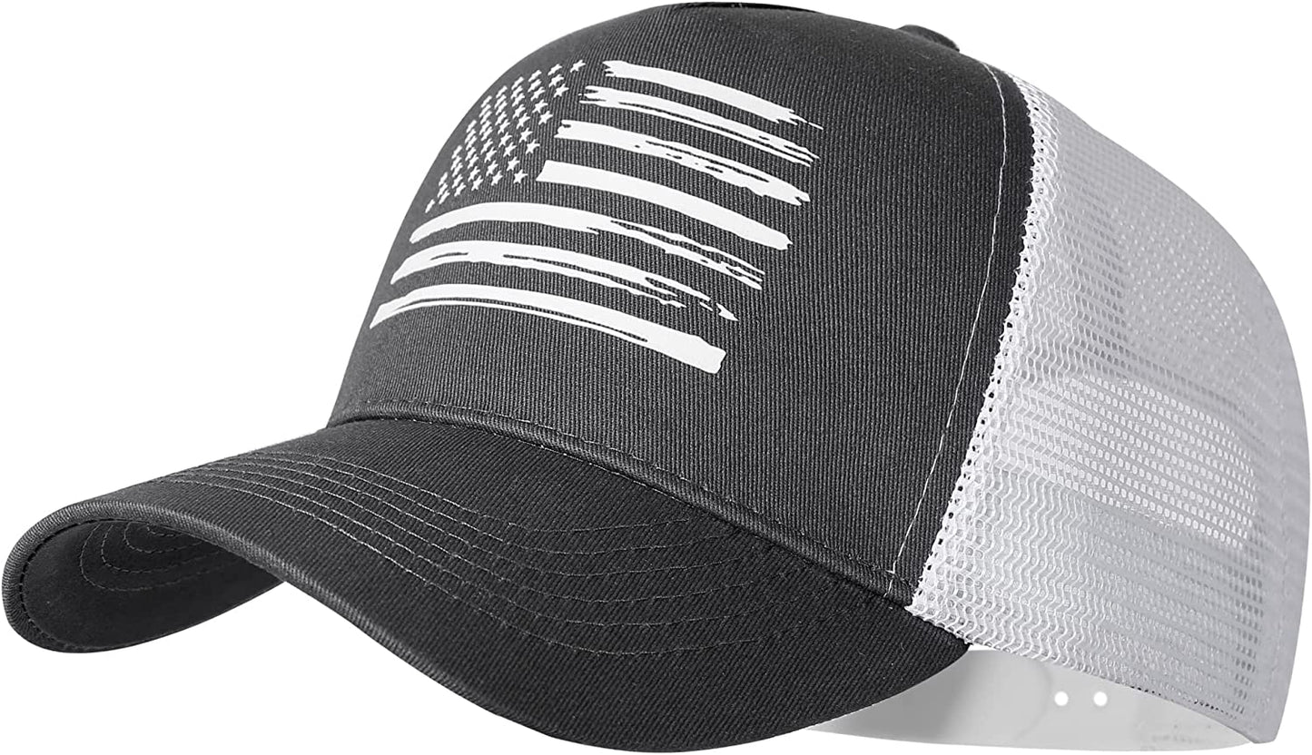 VIONLAN Baseball Cap American Flag Trucker Hat for Men Women 3D Embossed Logo Adjustable Outdoor Mesh Snapback Hat Apparel & Accessories > Clothing Accessories > Hats VIONLAN Dark Gray/White Flag  
