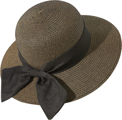 Lanzom Summer Sun Hats for Women Lady Wide Brim Straw Hat Beach Hat UPF Foldable Packable Cap for Travel Outdoor Apparel & Accessories > Clothing Accessories > Hats Lanzom Coffee Medium 