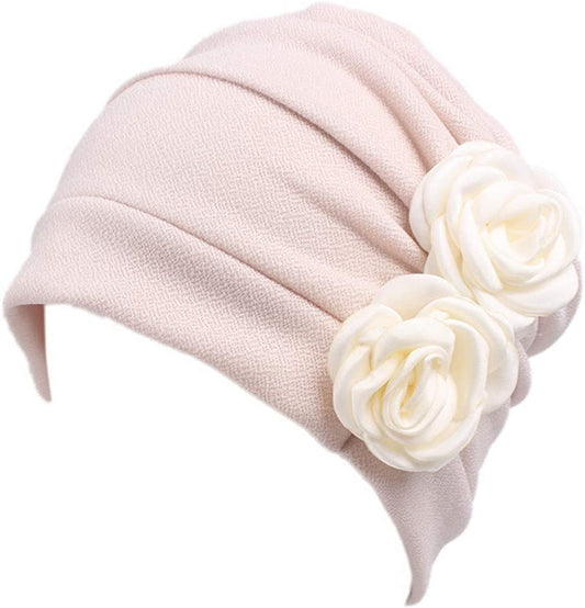 Ever Fairy 3 Colors Chemo Cancer Headscarf Hat Cap Ethnic Cloth Print Turban Headwear Women Stretch Flower Muslim Headscarf (Beige-2) Apparel & Accessories > Clothing Accessories > Headwear Ever Fairy   
