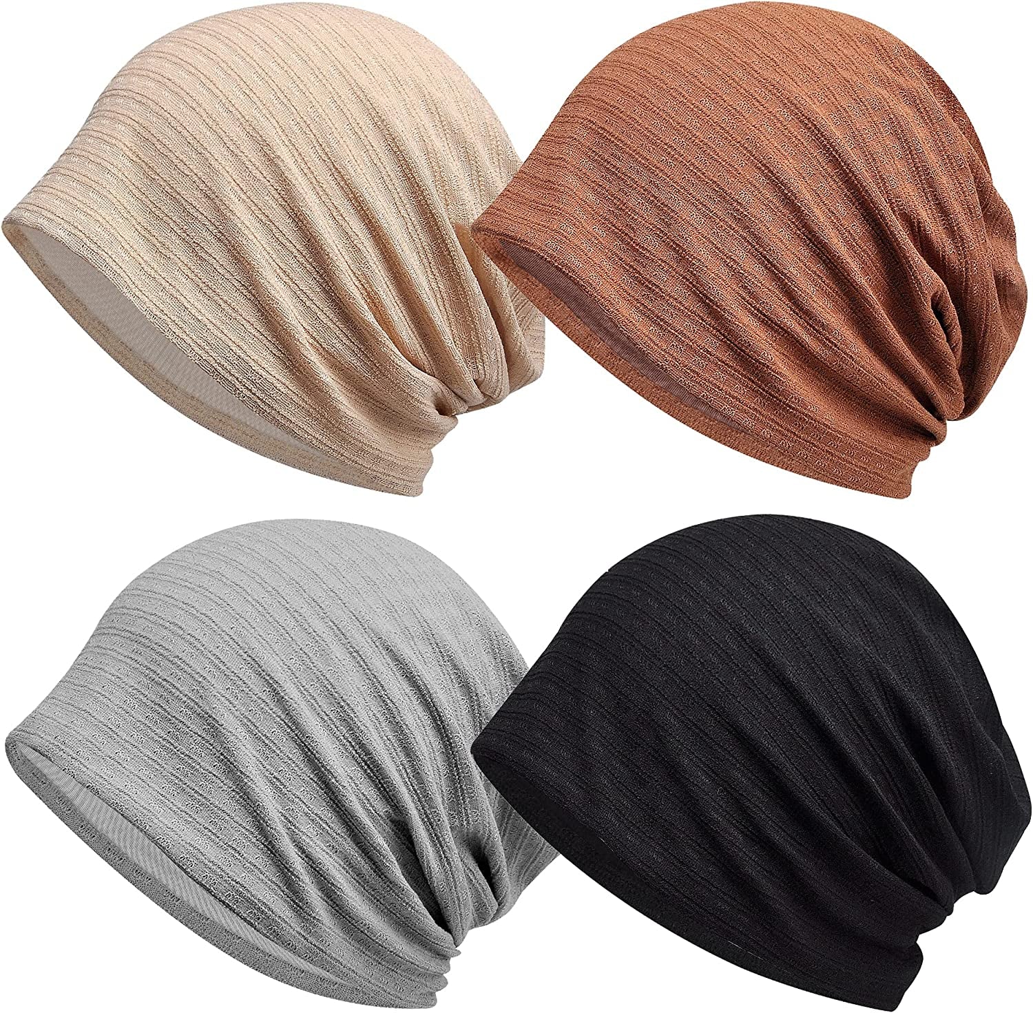 Cotton Face Bandanas for Sports Headwear Headband Neck Gaiter Chemo Cap Hair Loss Beanie Nightcap Apparel & Accessories > Clothing Accessories > Headwear Ababalaya B-g1455-4pack Closed Top  