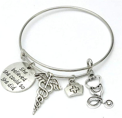 30Pcs Alloy She Believed She Could so She Did DIY Message Charms Pendant for Crafting Bracelet Necklace Jewelry Making Accessory, Antique Silver Round