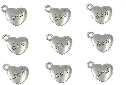 30Pcs Daughter Charm,Heart Shape Double-Faced Pendant for DIY Bracelet Necklace Jewelry Making Findings(Antique Silver) dad(Antique Silver)